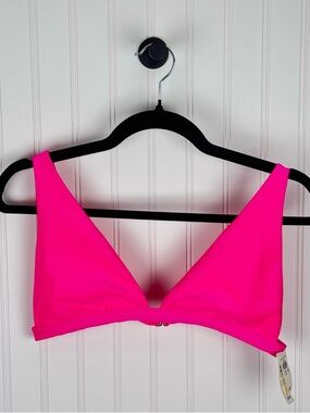 Aerie Neon Pink Ribbed Triangle Bikini Top NWT Size Medium